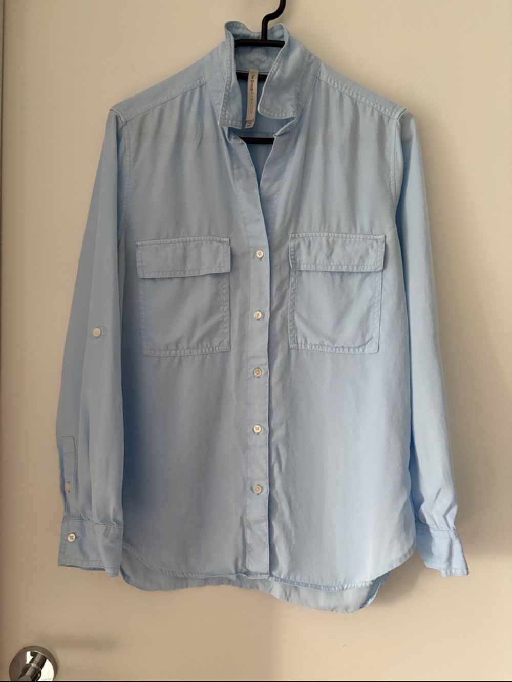 Babaton Pale Blue Collared Button-Front Shirt